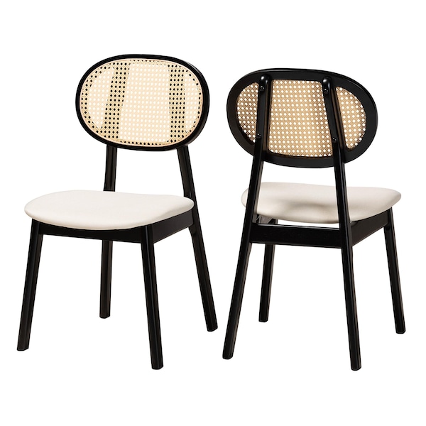 Baxton Studio Darrion Mid-Century Modern Cream Fabric and Black Finished Wood 2-Piece Dining Chair Set 234-2PC-13299-ZORO - main